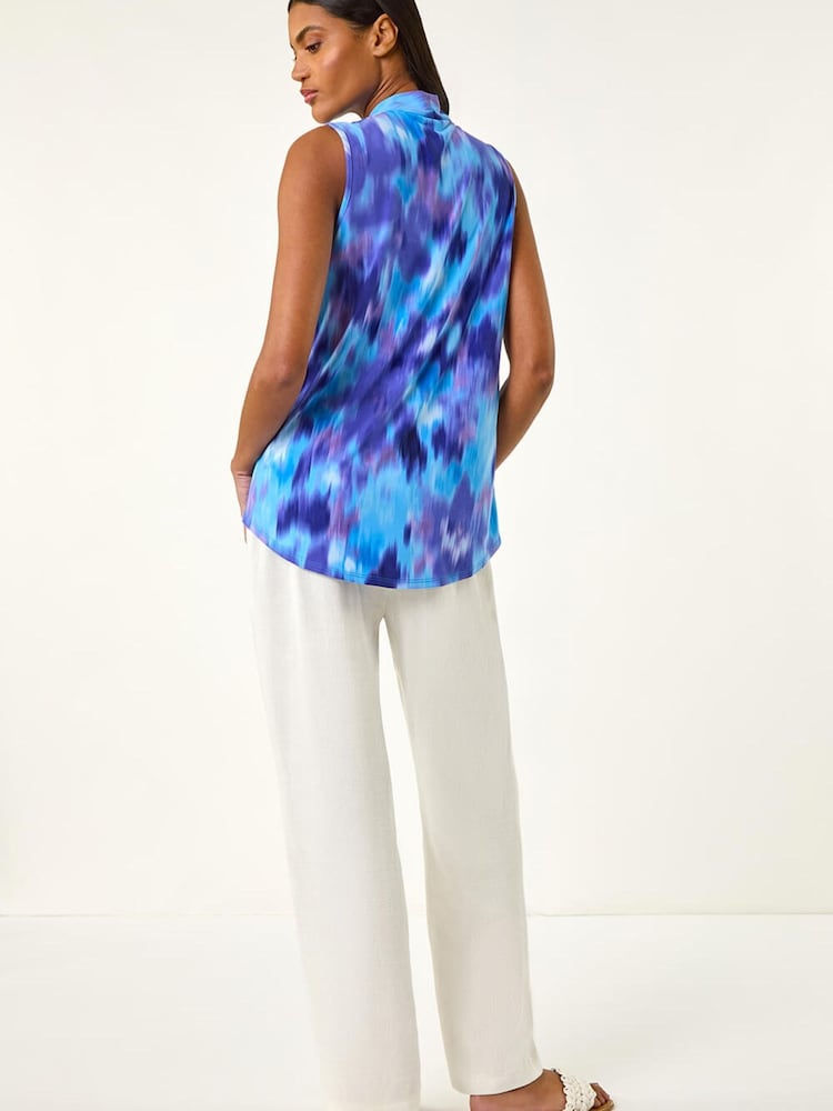 Roman Purple Smudge Print Pleat Front Vest - Image 2 of 6