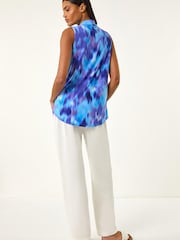 Roman Purple Smudge Print Pleat Front Vest - Image 4 of 6