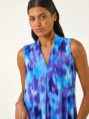Roman Purple Smudge Print Pleat Front Vest - Image 5 of 6