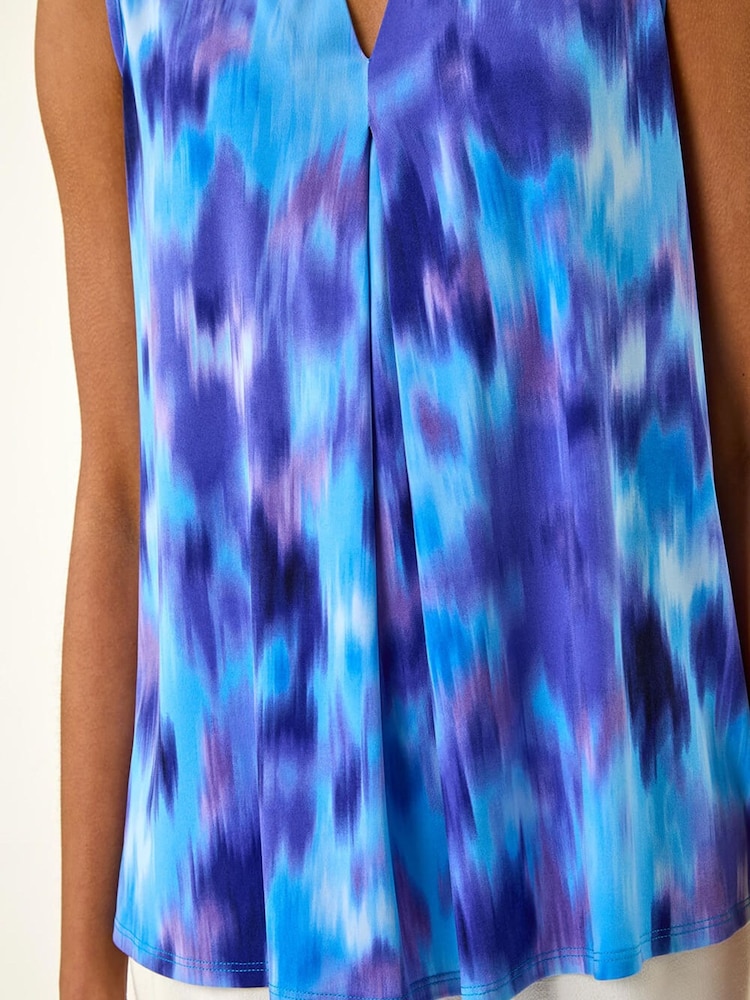 Roman Purple Smudge Print Pleat Front Vest - Image 7 of 7
