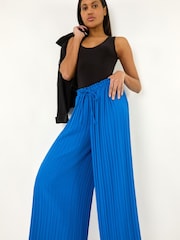 Roman Blue Pleated Wide Leg Culottes - Image 2 of 5