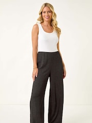 Roman Black Petite Textured Stretch Trousers - Image 2 of 5