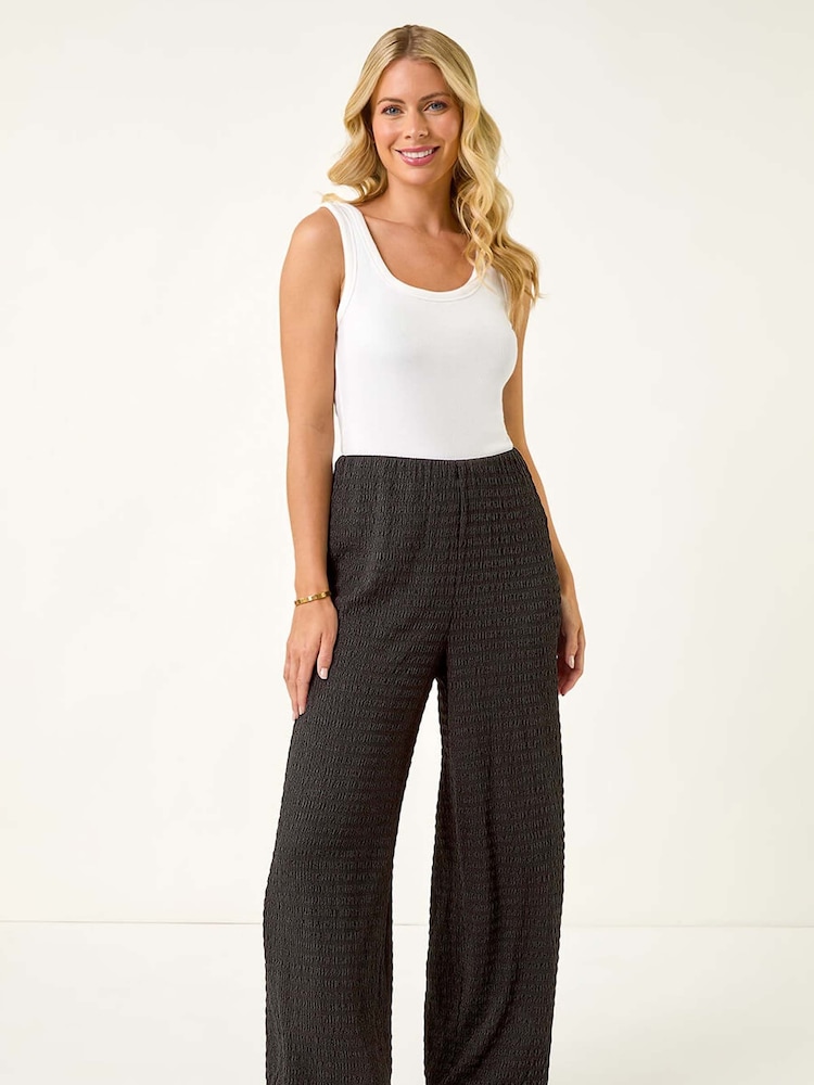 Roman Black Petite Textured Stretch Trousers - Image 2 of 5