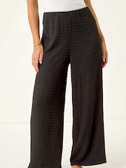 Roman Black Petite Textured Stretch Trousers - Image 4 of 5
