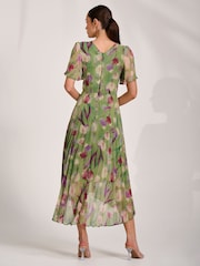 Jolie Moi Green Chiffon Pleated Maxi Dress - Image 2 of 6