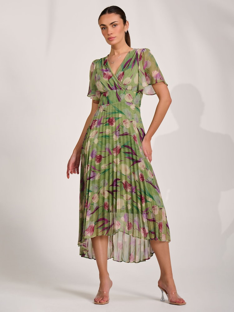Jolie Moi Green Chiffon Pleated Maxi Dress - Image 6 of 6 Jolie Moi Green Chiffon Pleated Maxi Dress - Image 6 of 6