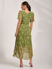 Jolie Moi Green Chiffon Pleated Maxi Dress - Image 2 of 6