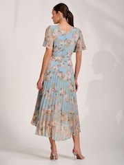 Jolie Moi Blue Chiffon Pleated Maxi Dress - Image 2 of 6