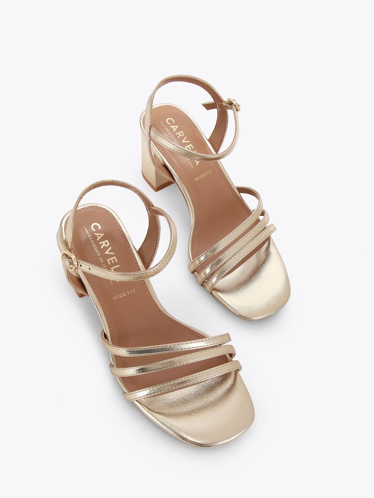 Carvela Gold Motto Block Wide Fit Sandals - Image 2 of 4