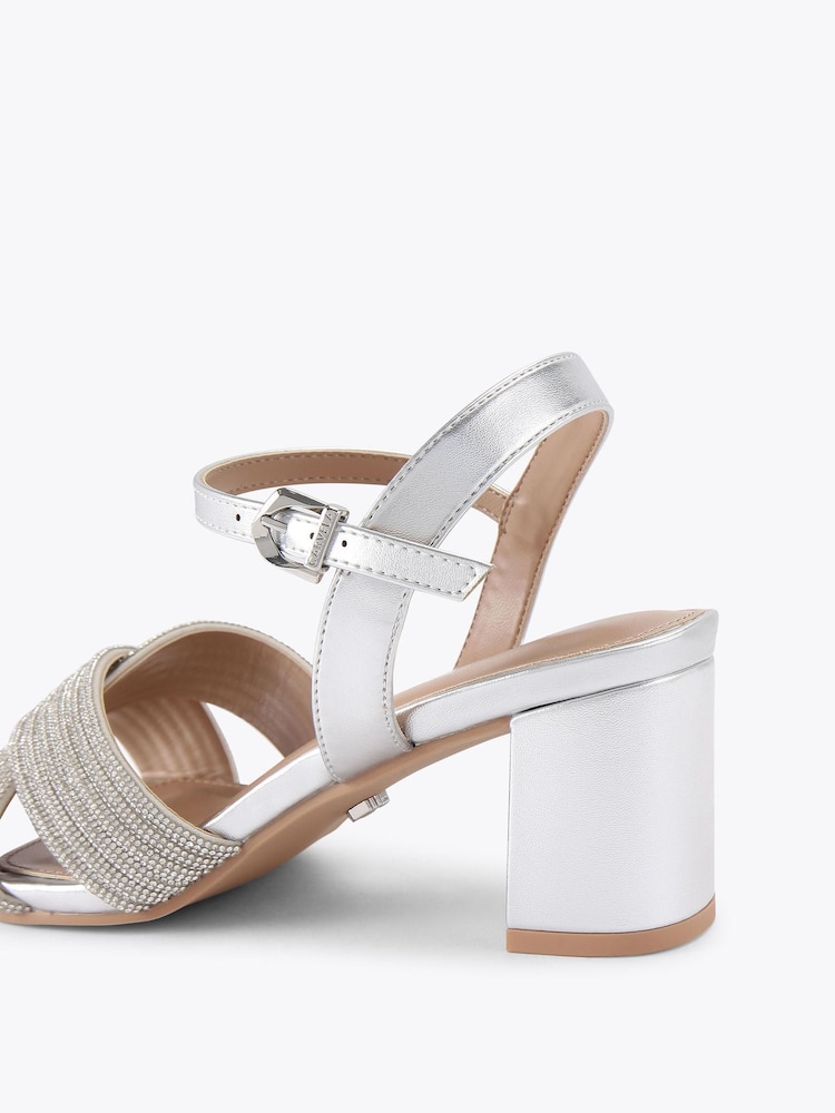 Carvela Silver Wide Fit Divine Block Sandals - Image 4 of 4