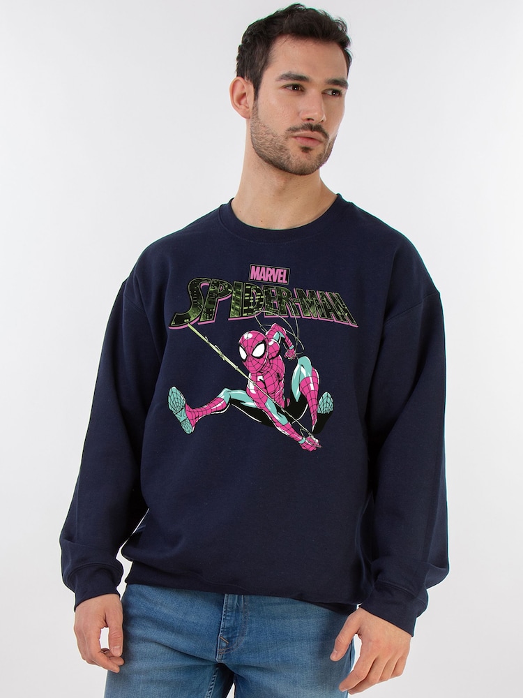 Brands In Blue Marvel Spider-Man Jump Sweat Top - Image 1 of 5