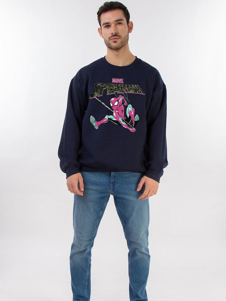 Brands In Blue Marvel Spider-Man Jump Sweat Top - Image 2 of 5