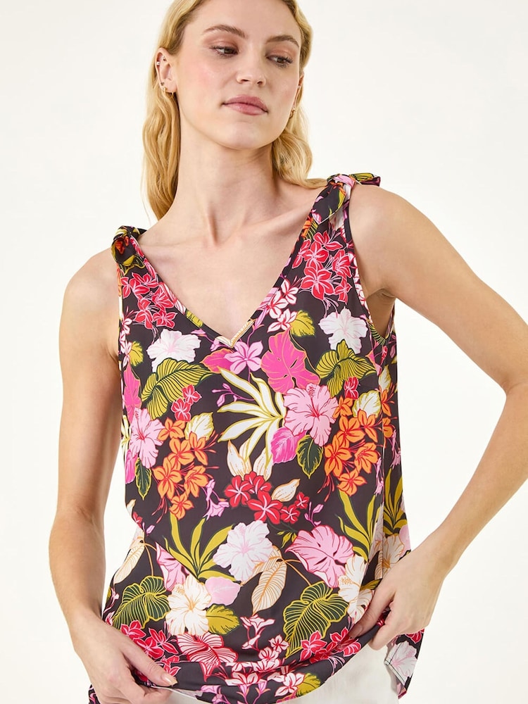 Roman Pink Floral V-Neck Top - Image 1 of 5