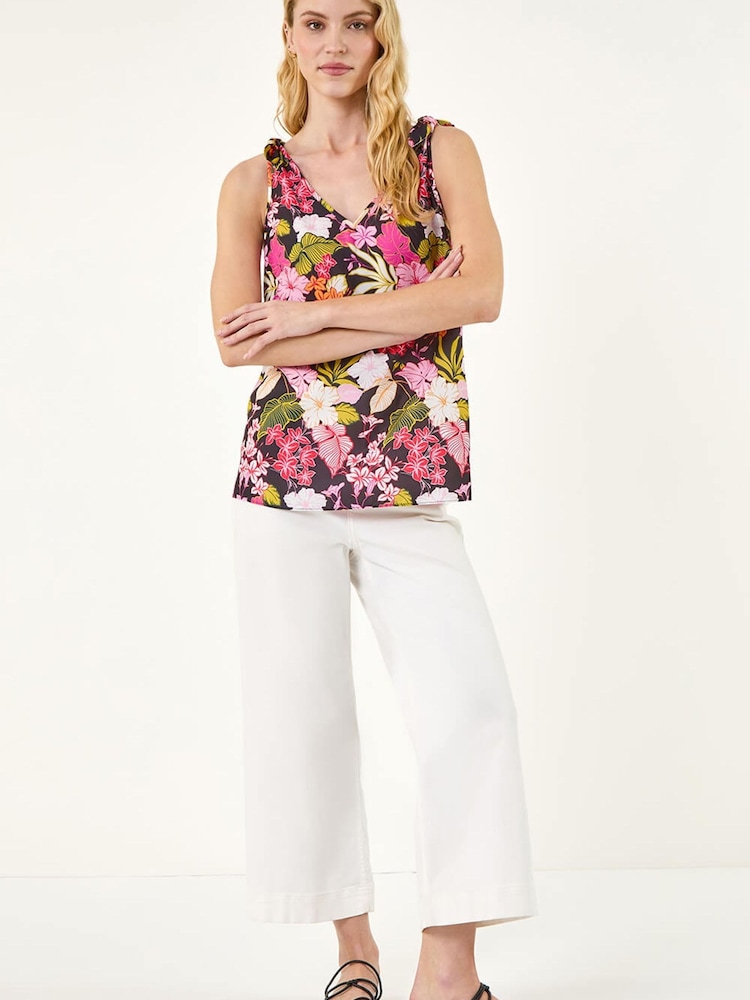 Roman Pink Floral V-Neck Top - Image 2 of 5