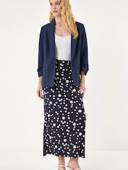 Roman Blue Ruched 3/4 Sleeve Blazer Jacket - Image 3 of 5