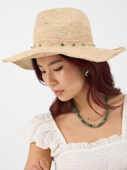 Accessorize Bead Trim Fedora Hat - 画像 1 / 3