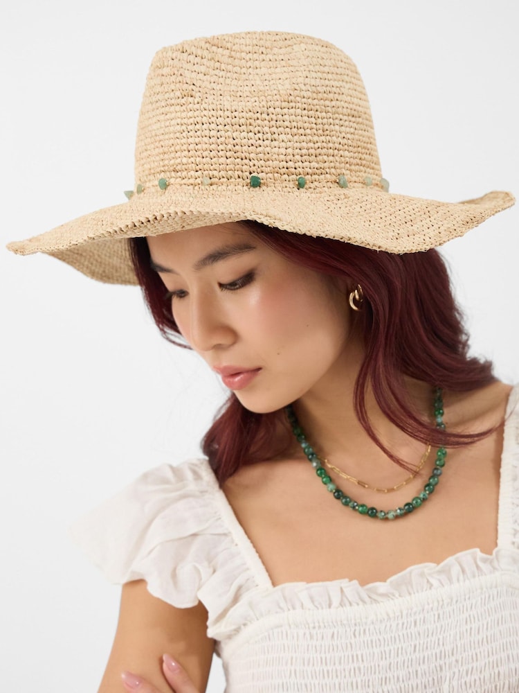 Accessorize Bead Trim Fedora Hat - 画像 1 / 3
