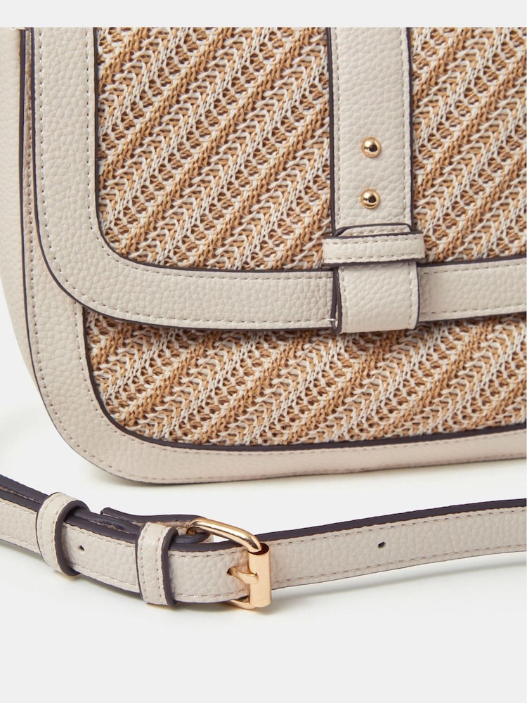 Accessorize Cream Woven Crossbody Bag - Image 2 of 3 Accessorize Cream Woven Crossbody Bag - Image 2 of 3