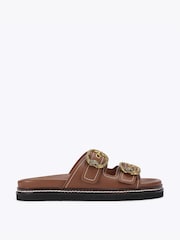 Kurt Geiger London Brown Mayfair 2 Buckle Sandals - Image 1 of 4