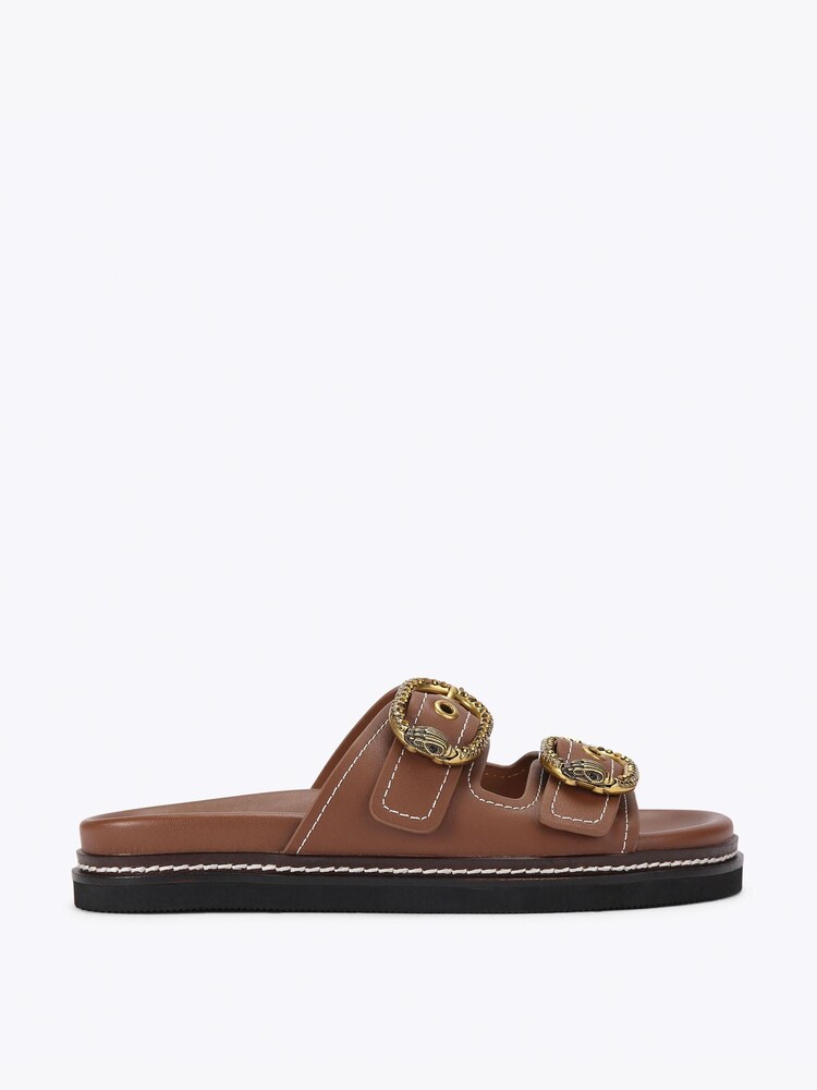 Kurt Geiger London Brown Mayfair 2 Buckle Sandals - Image 1 of 4