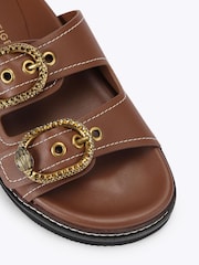 Kurt Geiger London Brown Mayfair 2 Buckle Sandals - Image 4 of 4