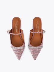 Kurt Geiger London Pink Strass Buckle Flat Mule Pumps - Image 2 of 4
