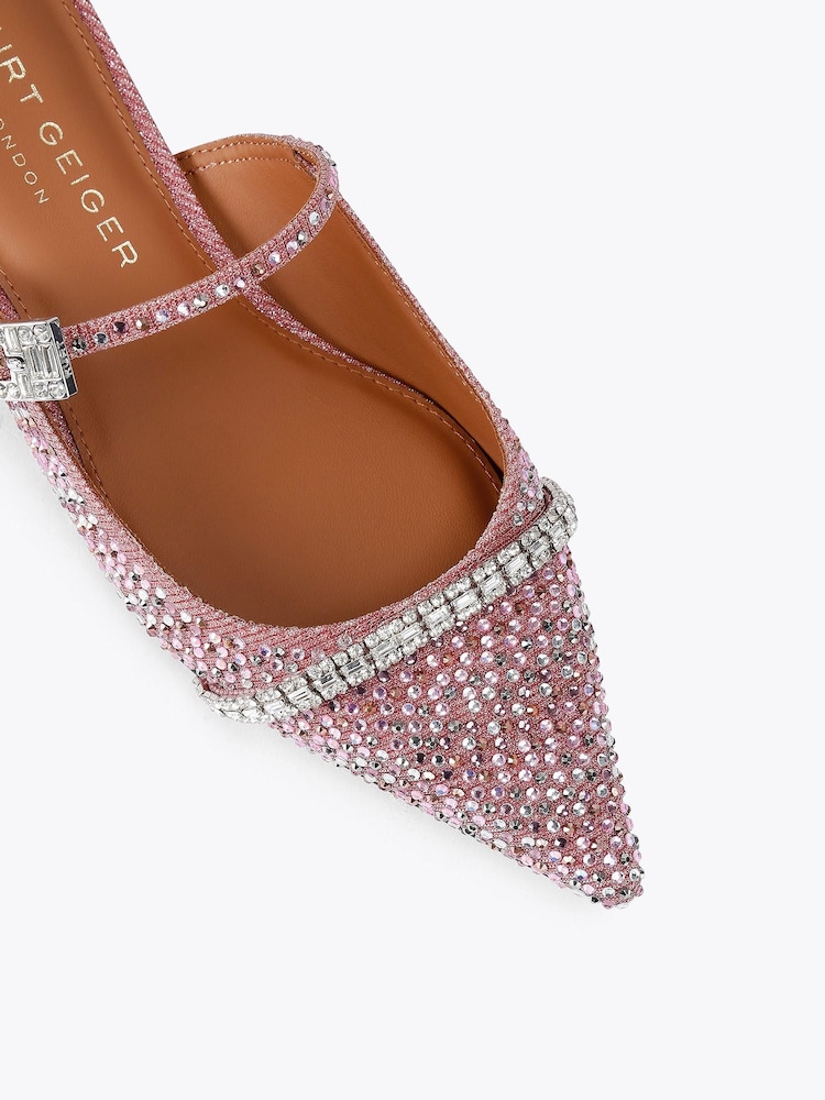 Kurt Geiger London Pink Strass Buckle Flat Mule Pumps - Image 4 of 4