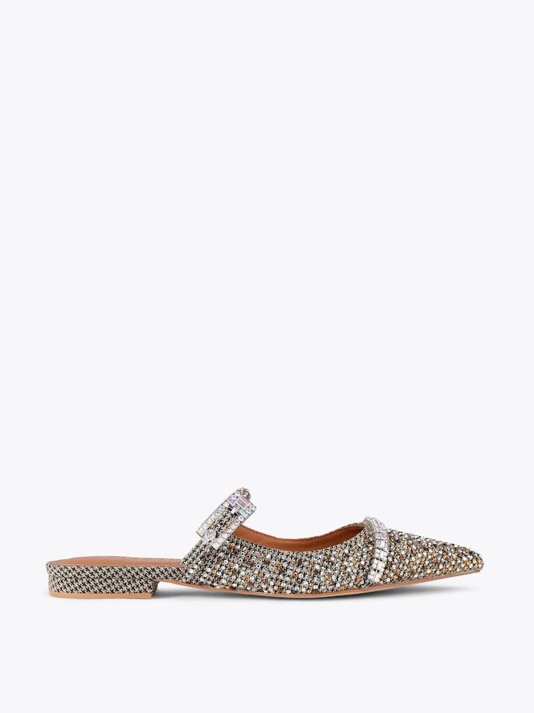Kurt Geiger London Brown Strass Buckle Flat Mule Pumps - Image 1 of 4