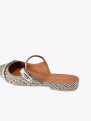 Kurt Geiger London Brown Strass Buckle Flat Mule Pumps - Image 3 of 4