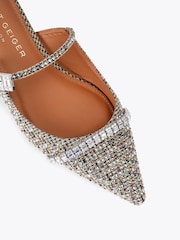 Kurt Geiger London Brown Strass Buckle Flat Mule Pumps - Image 4 of 4