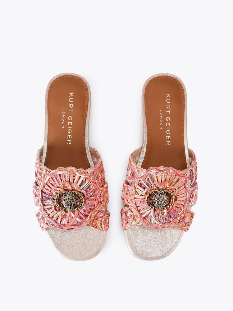 Kurt Geiger London Pink Chelsea Woven Flat Sandals - Image 2 of 4