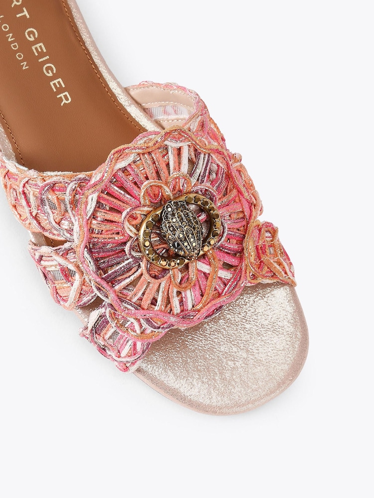 Kurt Geiger London Pink Chelsea Woven Flat Sandals - Image 4 of 4