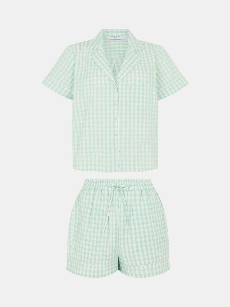 Accessorize Green Gingham Short Pyjamas Set - Image 5 of 5