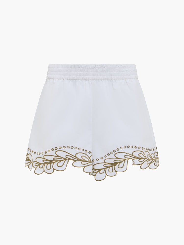 French Connection White Alissa Cotton Embroidered Trim Shorts - Image 5 of 5 French Connection White Alissa Cotton Embroidered Trim Shorts - Image 5 of 5