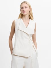 French Connection White Raquel Wrap Tie Waistcoat - Image 3 of 6
