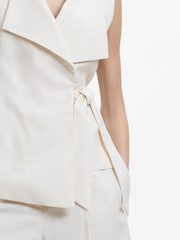 French Connection White Raquel Wrap Tie Waistcoat - Image 5 of 6