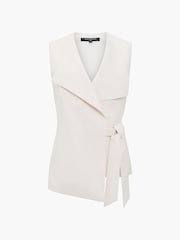 French Connection White Raquel Wrap Tie Waistcoat - Image 6 of 6