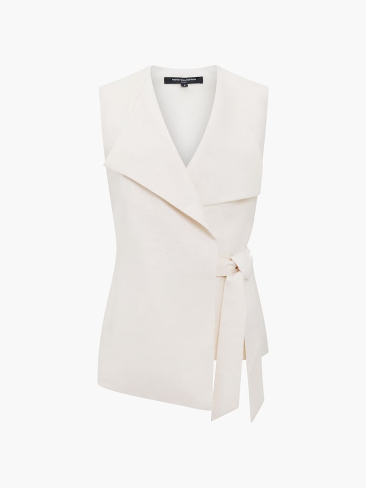 French Connection White Raquel Wrap Tie Waistcoat - Image 6 of 6