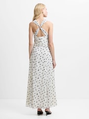 French Connection White Emina Chiffon Polka Dot Godet Dress - Image 2 of 7