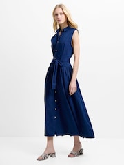French Connection Zaves Chambray Denim Belted Midi Dress - Image 1 of 5