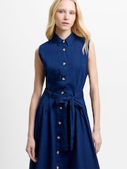 French Connection Zaves Chambray Denim Belted Midi Dress - Image 3 of 5