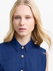 French Connection Zaves Chambray Denim Belted Midi Dress - Image 4 of 5