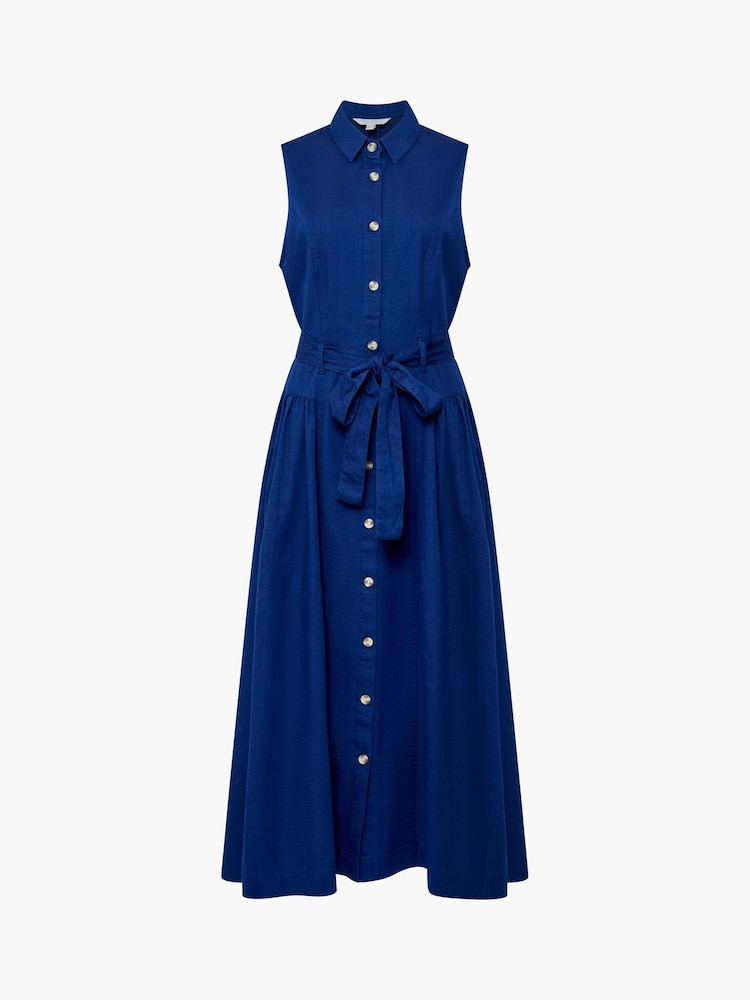 French Connection Zaves Chambray Denim Belted Midi Dress - Image 5 of 5