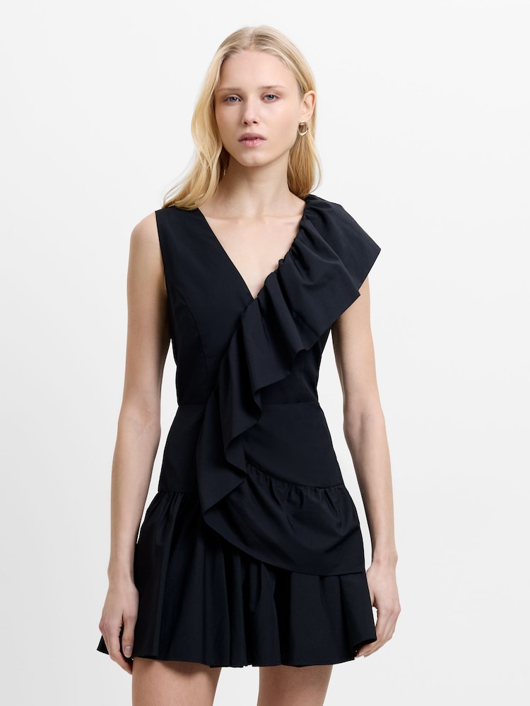 French Connection Era Poplin Asymmetric Frill Mini Dress - Εικόνα 1 από 6
