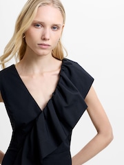 French Connection Era Poplin Asymmetric Frill Mini Dress - Εικόνα 4 από 6