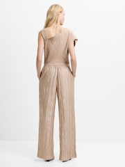 French Connection Natural Novie Crinkle Wide Leg Trousers - Image 2 of 6
