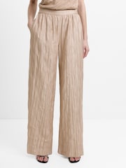 French Connection Natural Novie Crinkle Wide Leg Trousers - Image 3 of 6