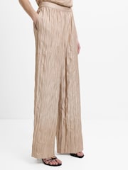 French Connection Natural Novie Crinkle Wide Leg Trousers - Image 4 of 6
