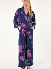 Roman Blue Floral Textured Relaxed Blazer - Image 2 of 5