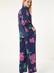 Roman Blue Floral Textured Relaxed Blazer - Image 3 of 5